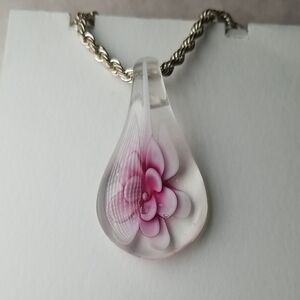 Pink Flower Resin Pendant